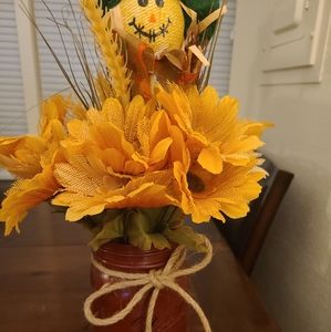 Fall themed mason jar flower